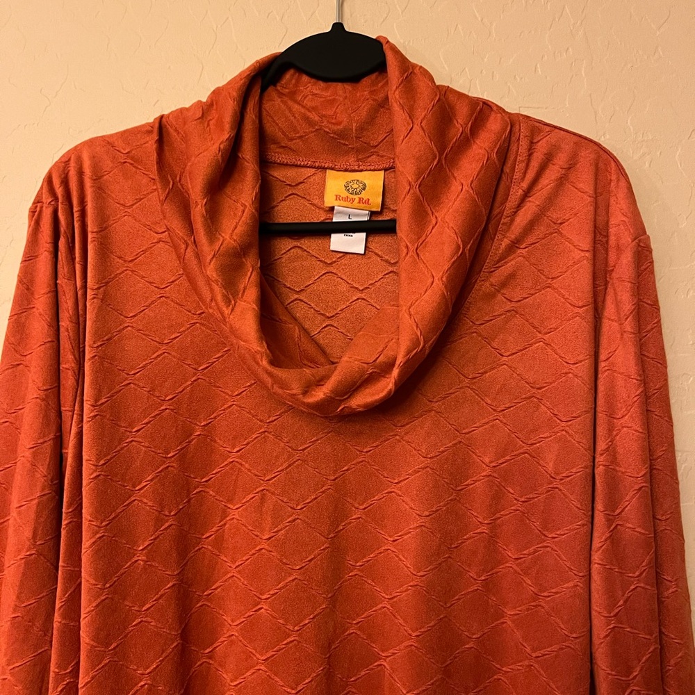 Ruby Rd. Rust Orange Cowl Neck Top - Picture 4 of 16